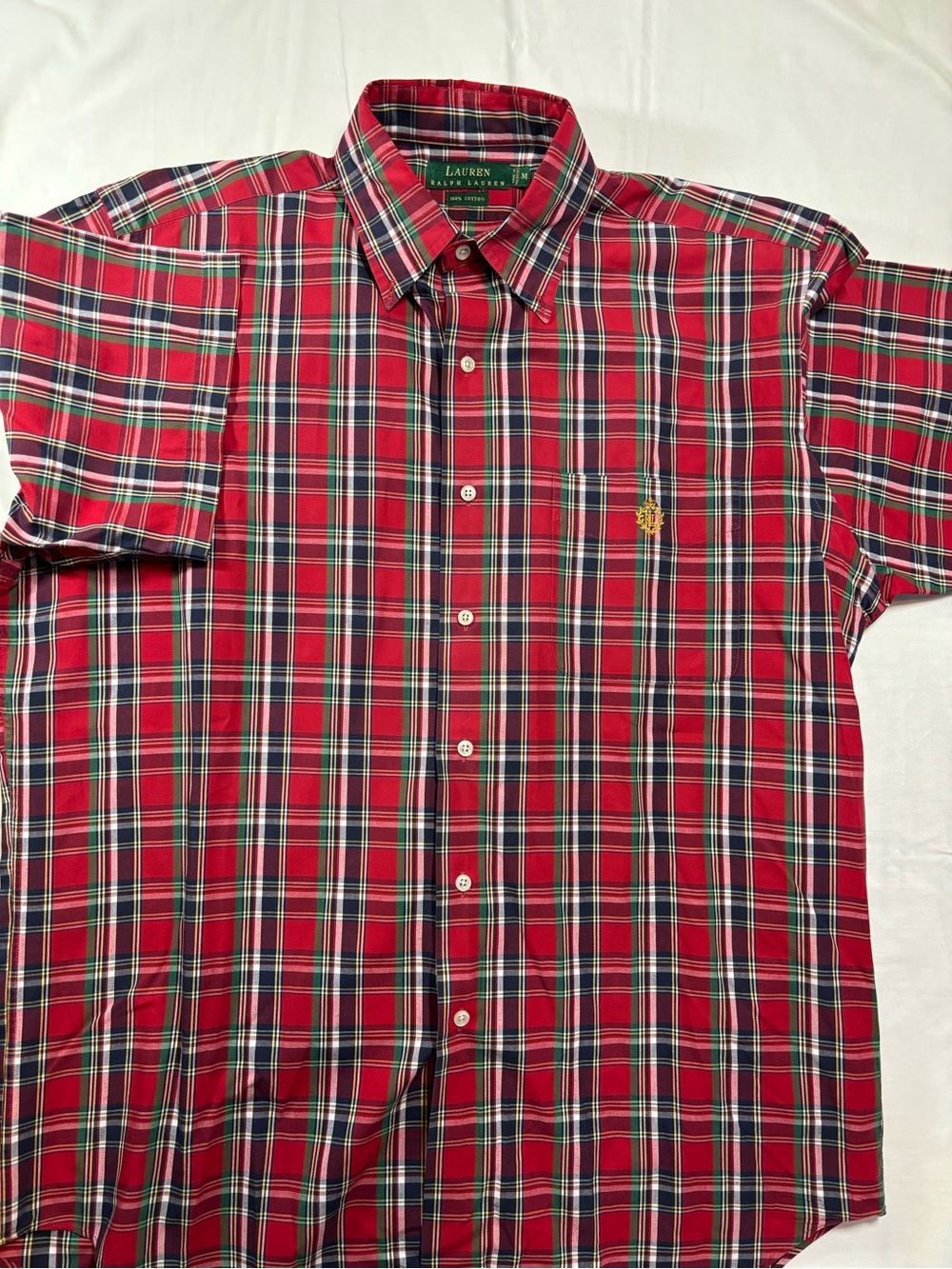 Ralph Lauren Red Tartan Plaid Short-Sleeve Button-Down Shirt